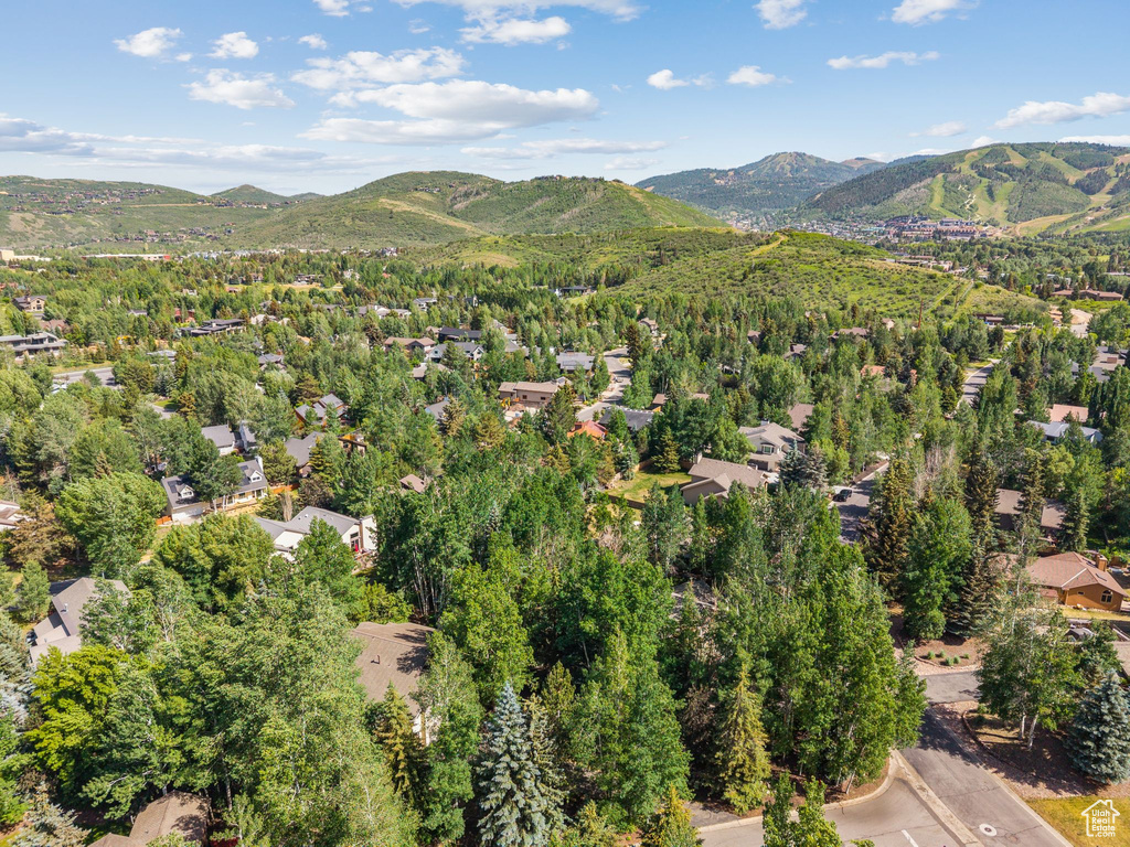 Aerial view of a mountainous background