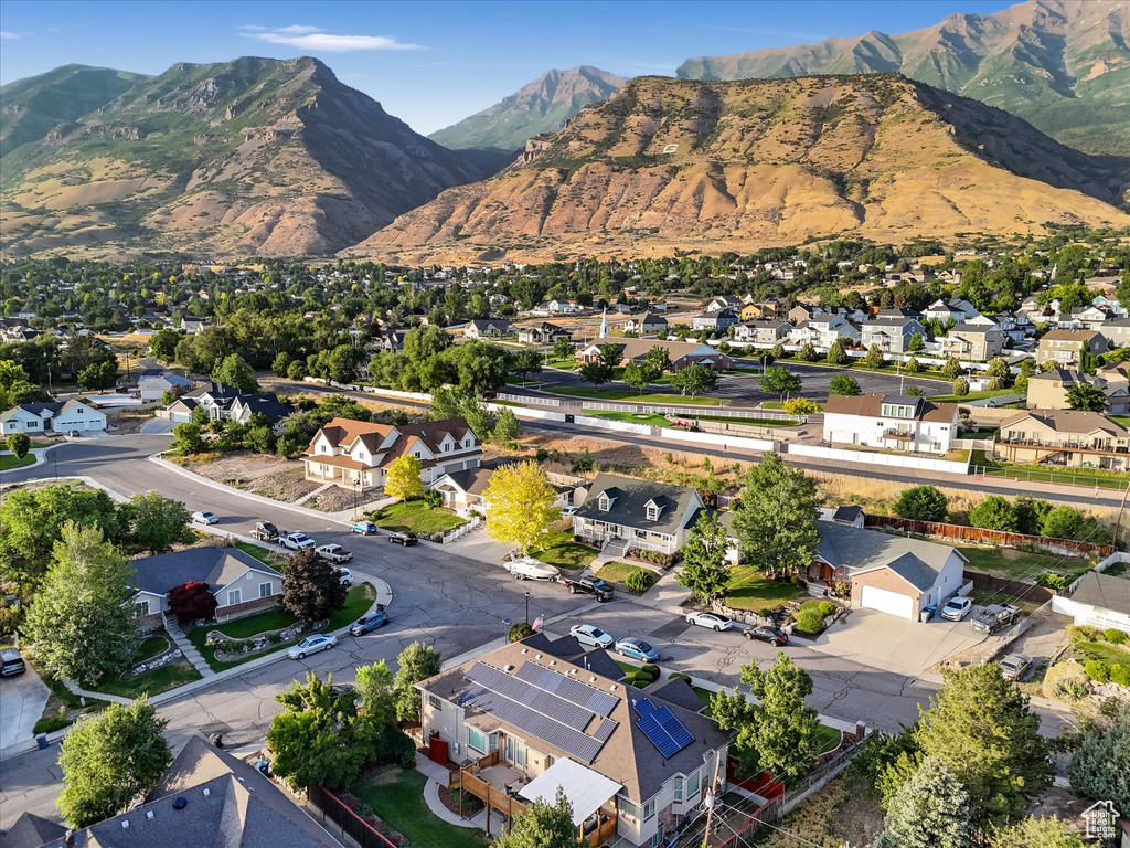 View of mountain background with nearby suburban area
