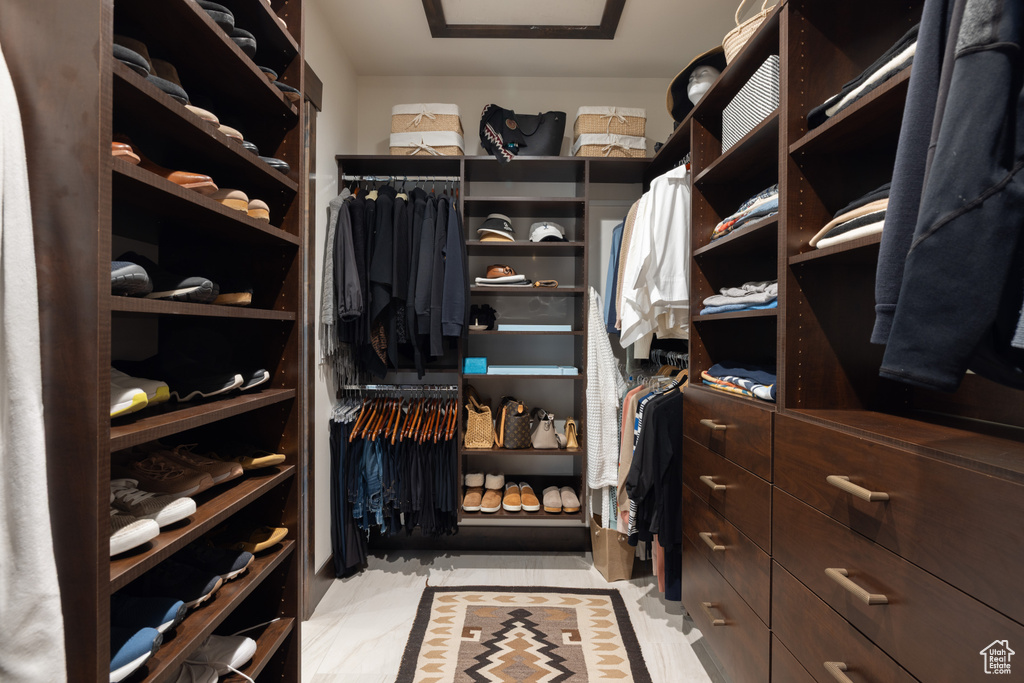 View of walk in closet