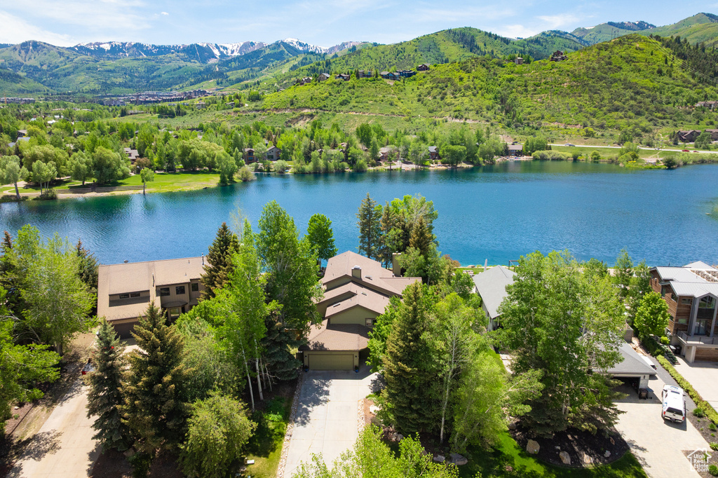 Drone / aerial view of a water and mountain view
