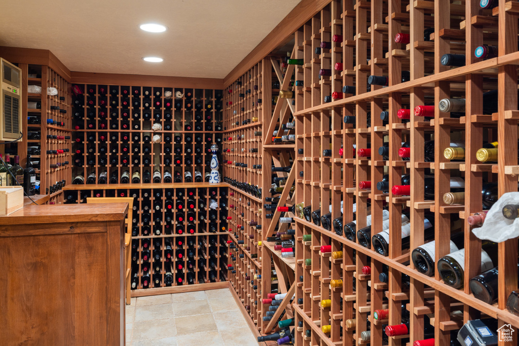 Wine room with recessed lighting