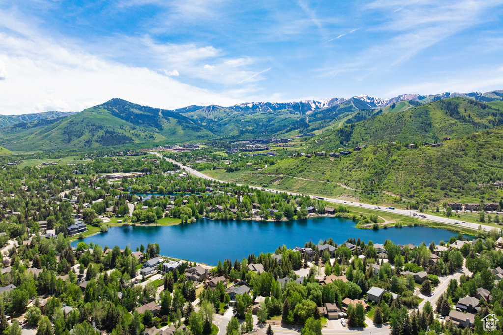 Drone / aerial view of a water and mountain view