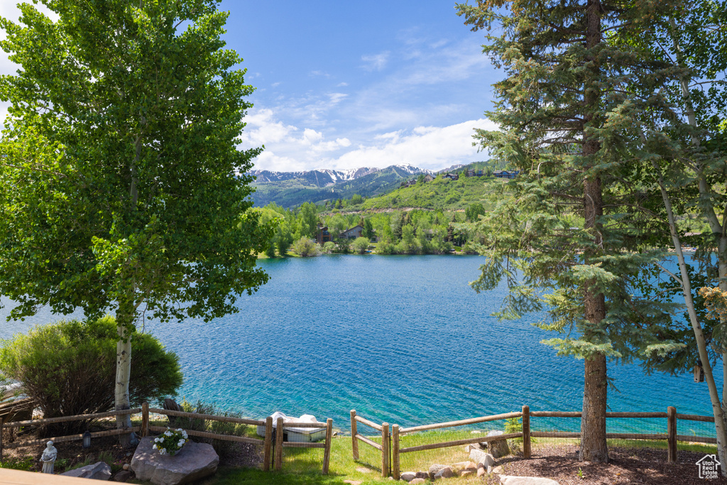 Water view with a mountainous background
