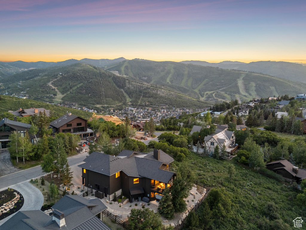 View of mountain background with nearby suburban area