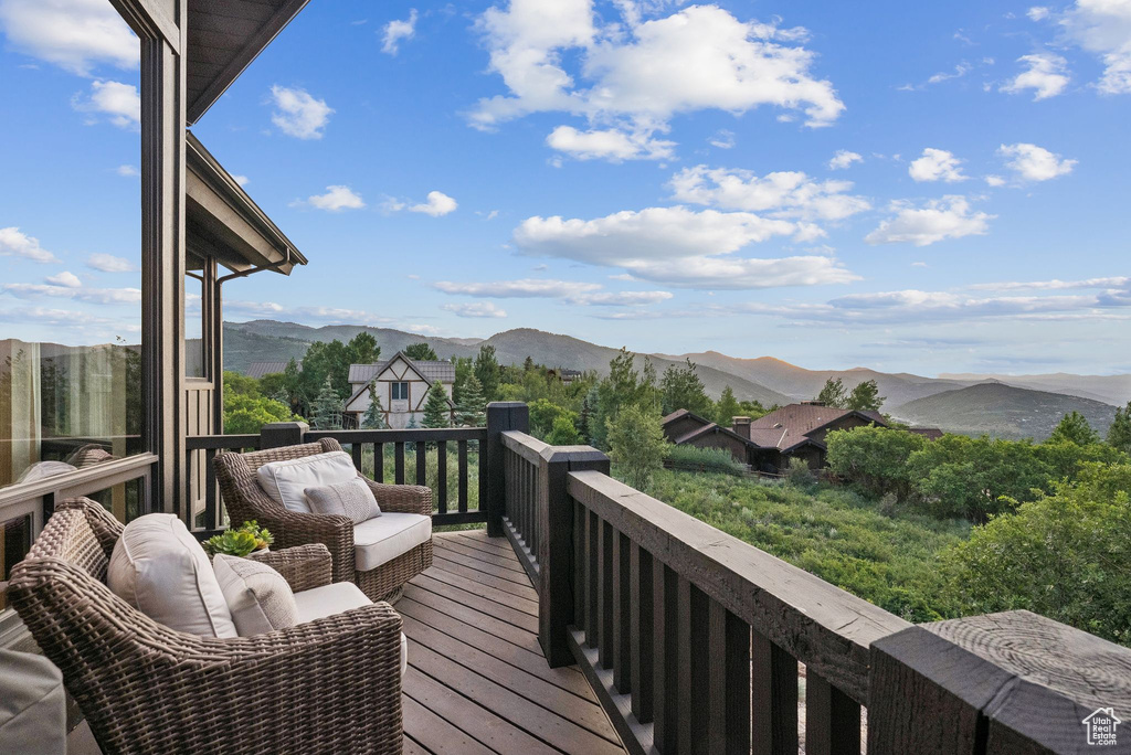 Balcony with a mountain view