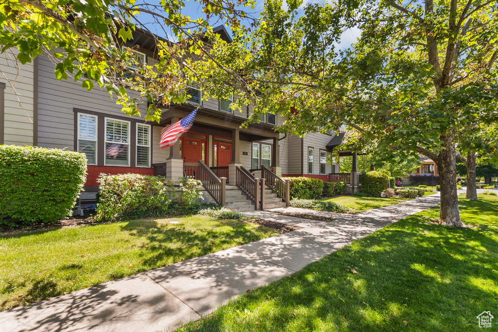 View of front of home with a front yard