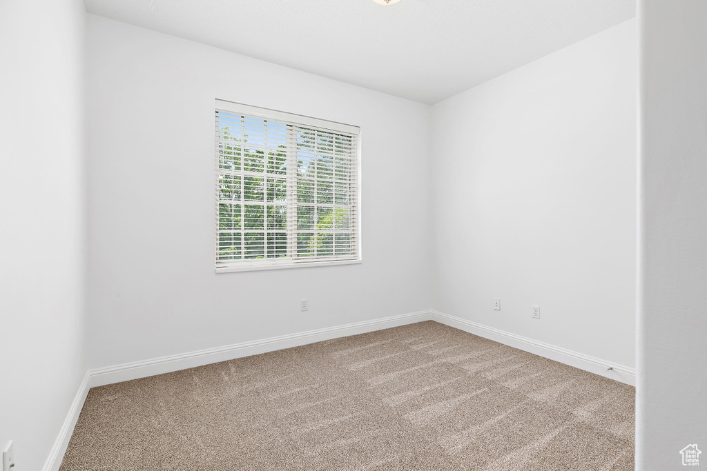 Carpeted empty room with baseboards