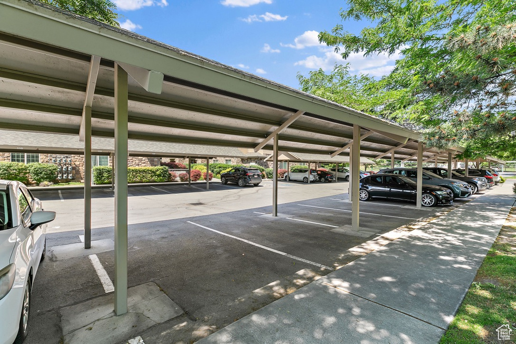 View of covered parking lot