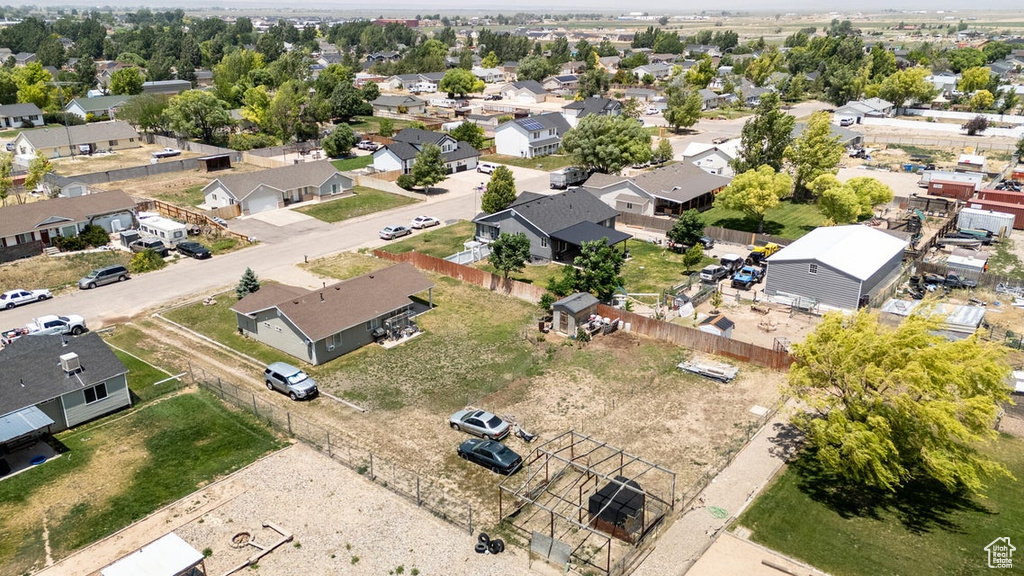 Aerial perspective of suburban area