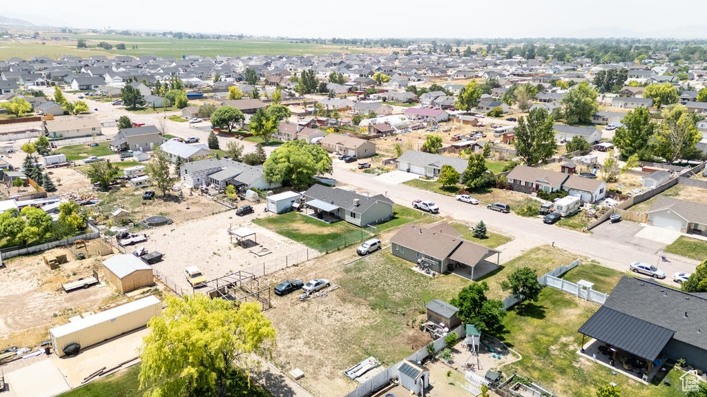 Aerial perspective of suburban area