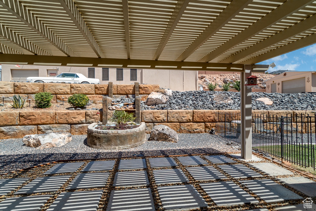 View of patio featuring a pergola