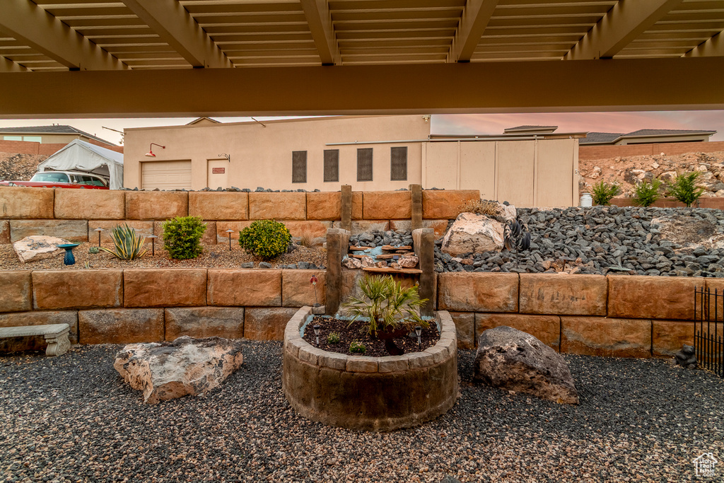 View of patio with a pergola