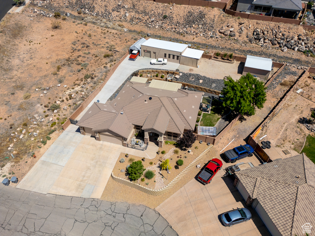 Aerial view of a desert landscape