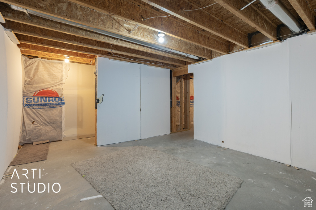 View of unfinished basement
