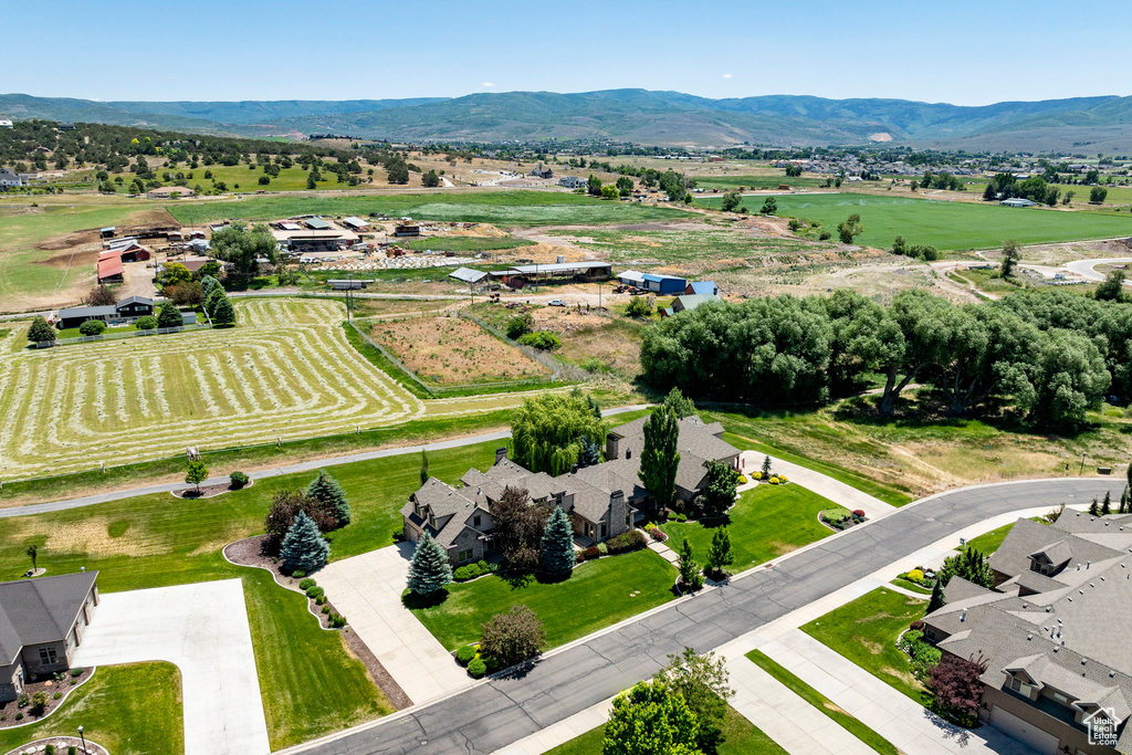 Bird's eye view of a mountain backdrop