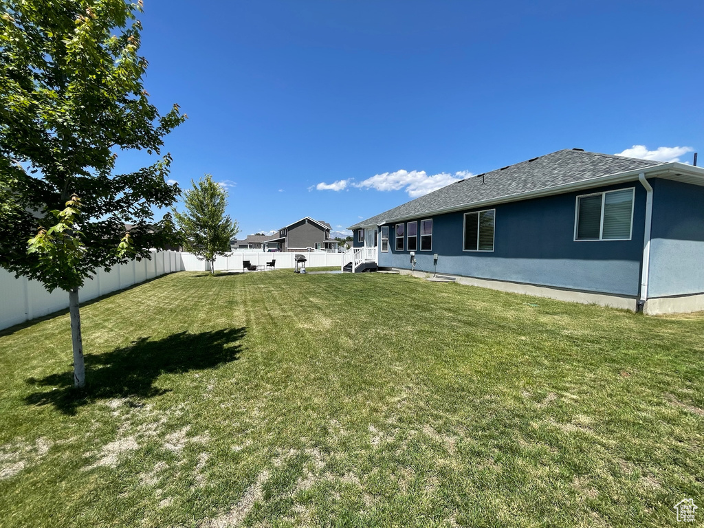 View of fenced backyard