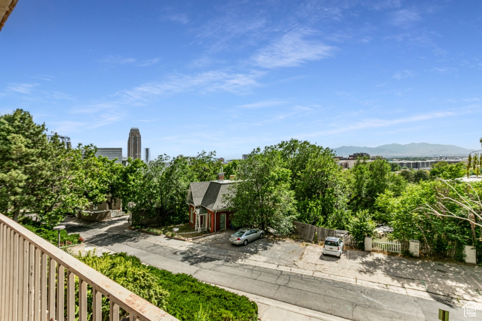 Deck featuring a mountain view