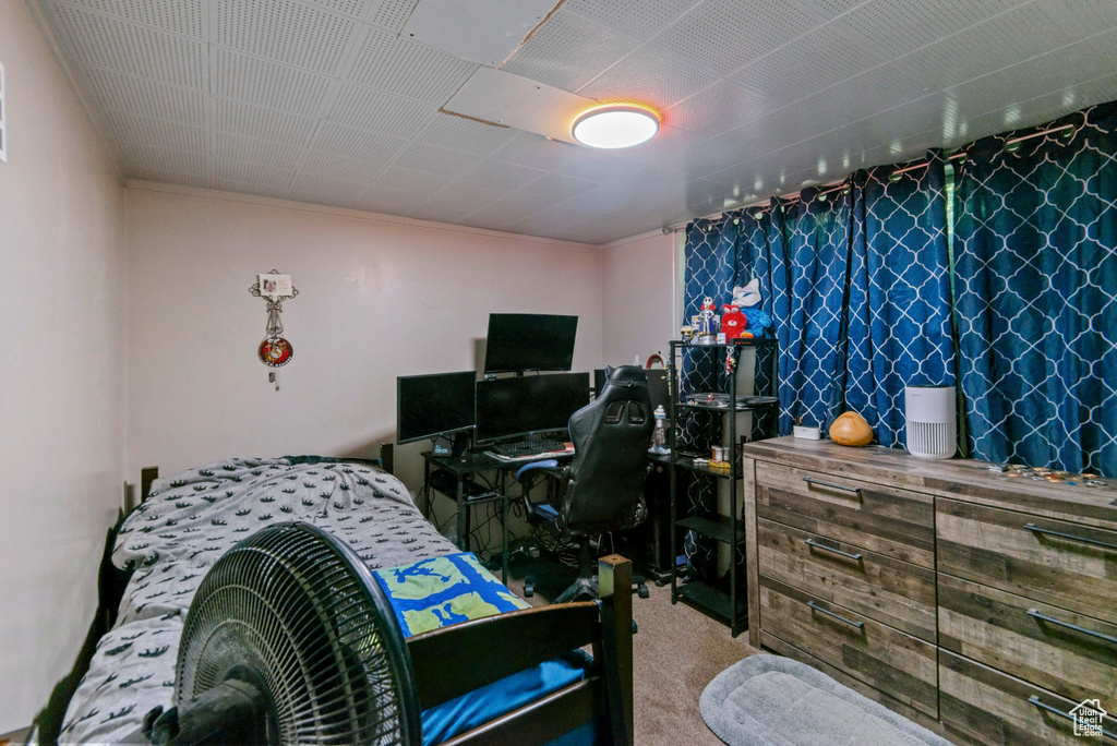 Bedroom with carpet