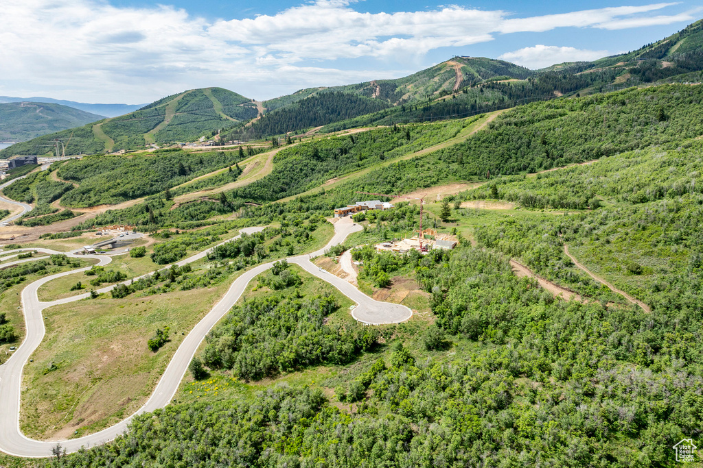 Aerial view of a mountainous background
