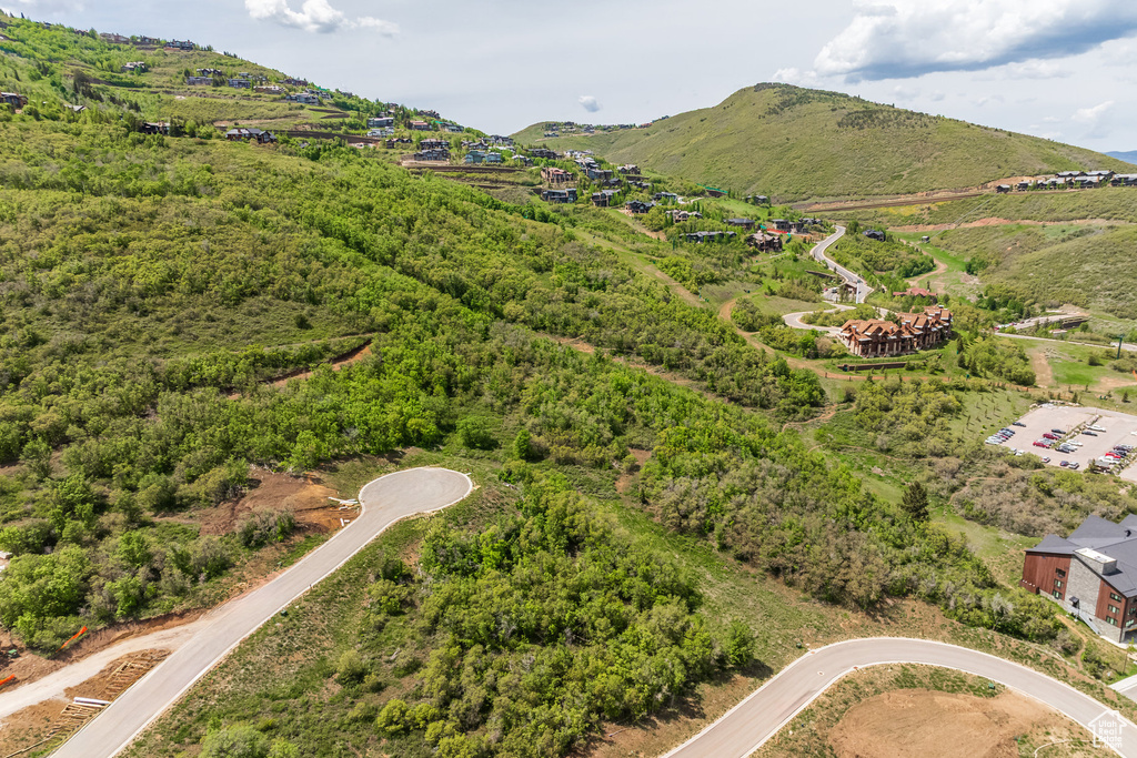 Bird\'s eye view of a mountain backdrop