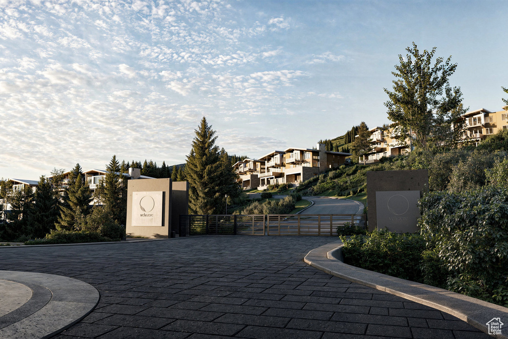 Gate with a residential view