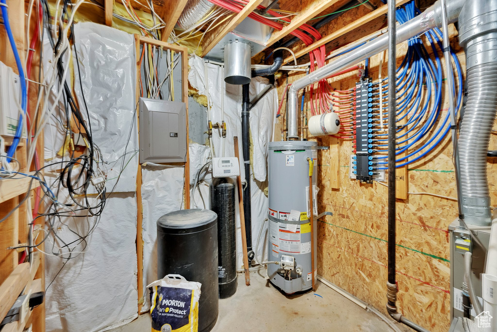 Utilities with gas water heater and electric panel