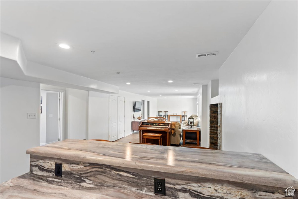 Interior space with recessed lighting
