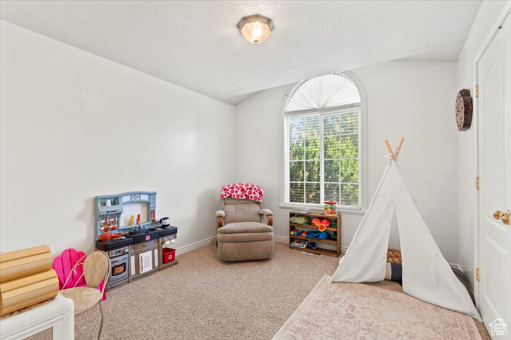 Game room with carpet and baseboards