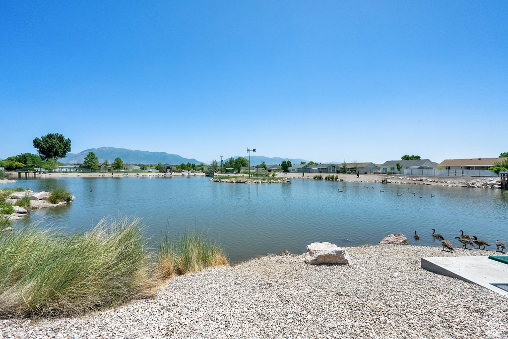 Water view with a mountainous background