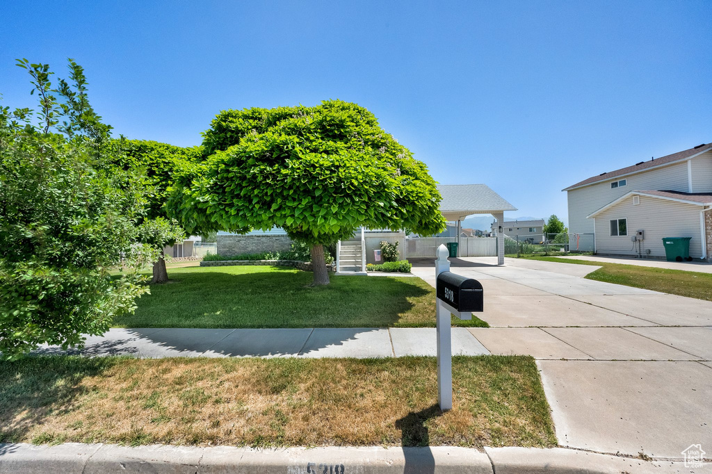 Obstructed view of property with concrete driveway