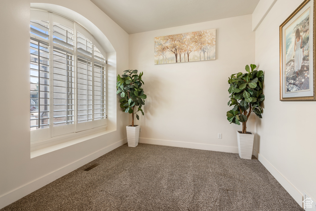 Spare room featuring carpet