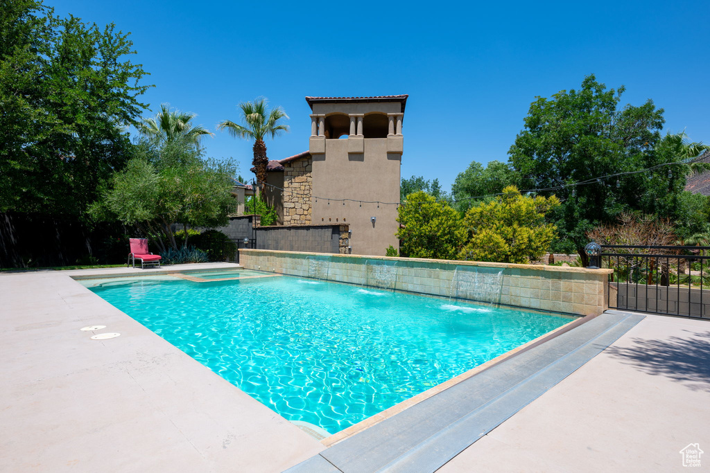 View of pool featuring a patio