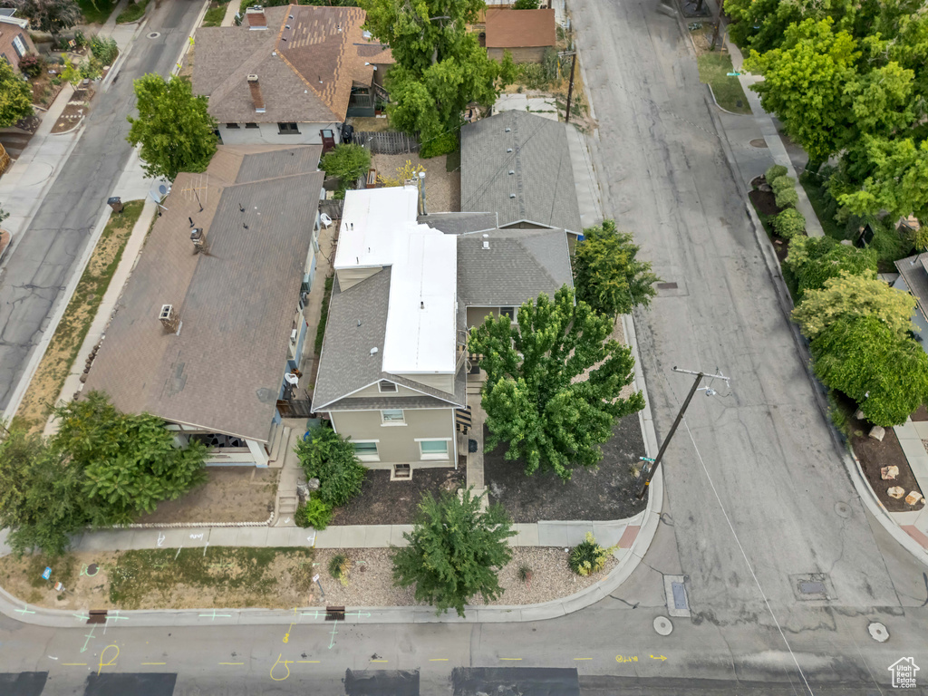 Aerial perspective of suburban area