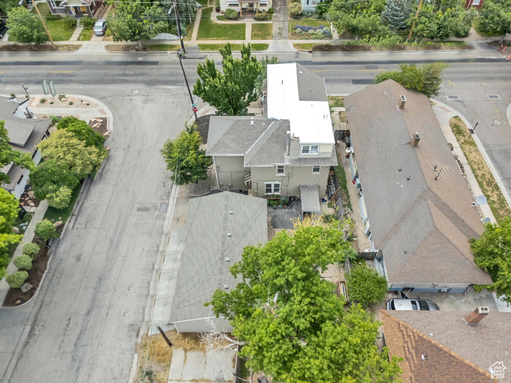 Aerial perspective of suburban area