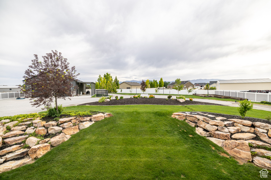 View of yard with a residential view