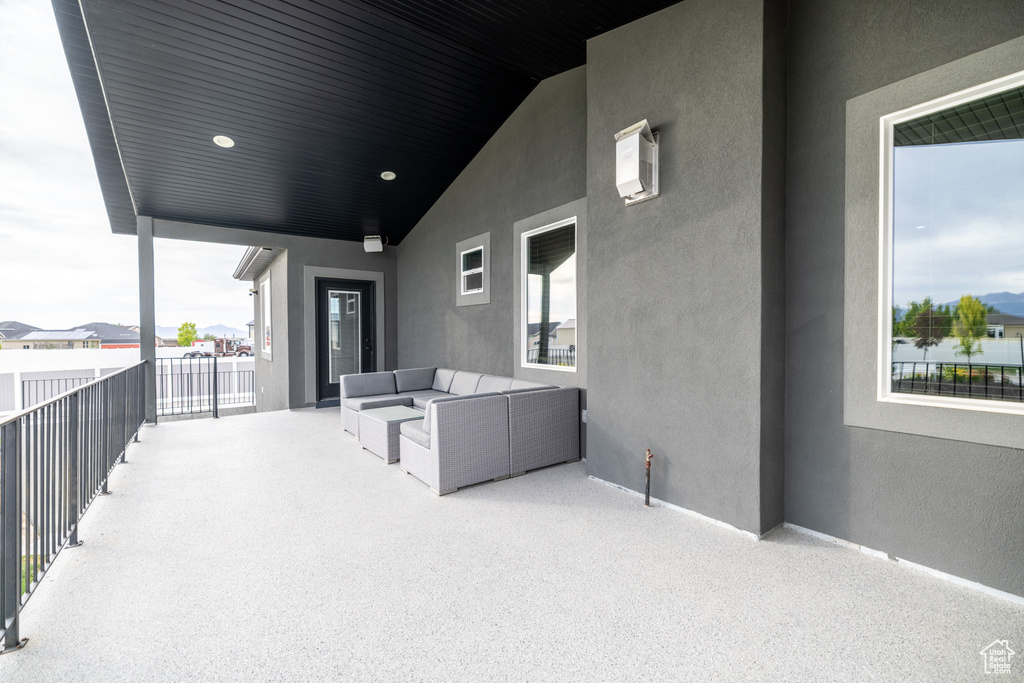 View of patio with an outdoor living space