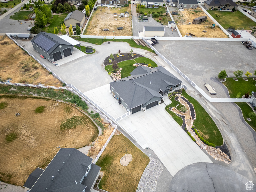 Aerial perspective of suburban area