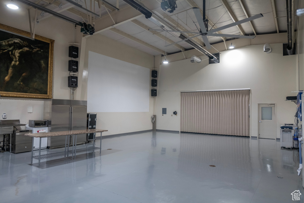 Garage featuring built in refrigerator