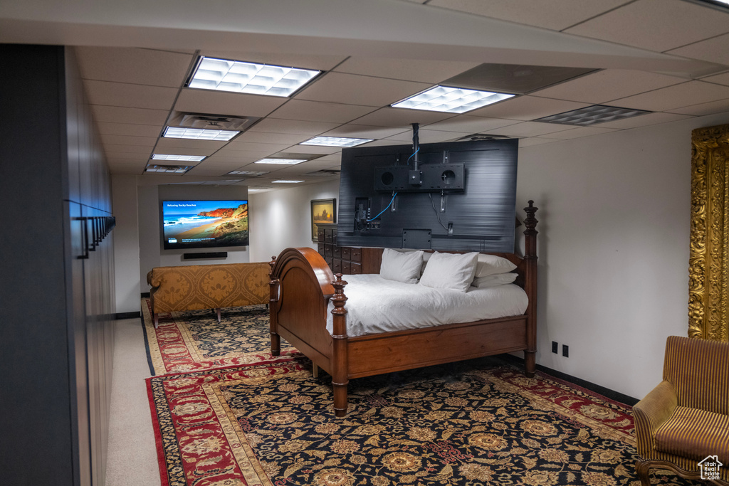 Bedroom featuring a drop ceiling