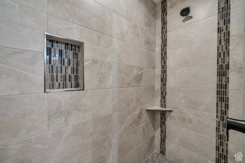 Bathroom view of tiled shower