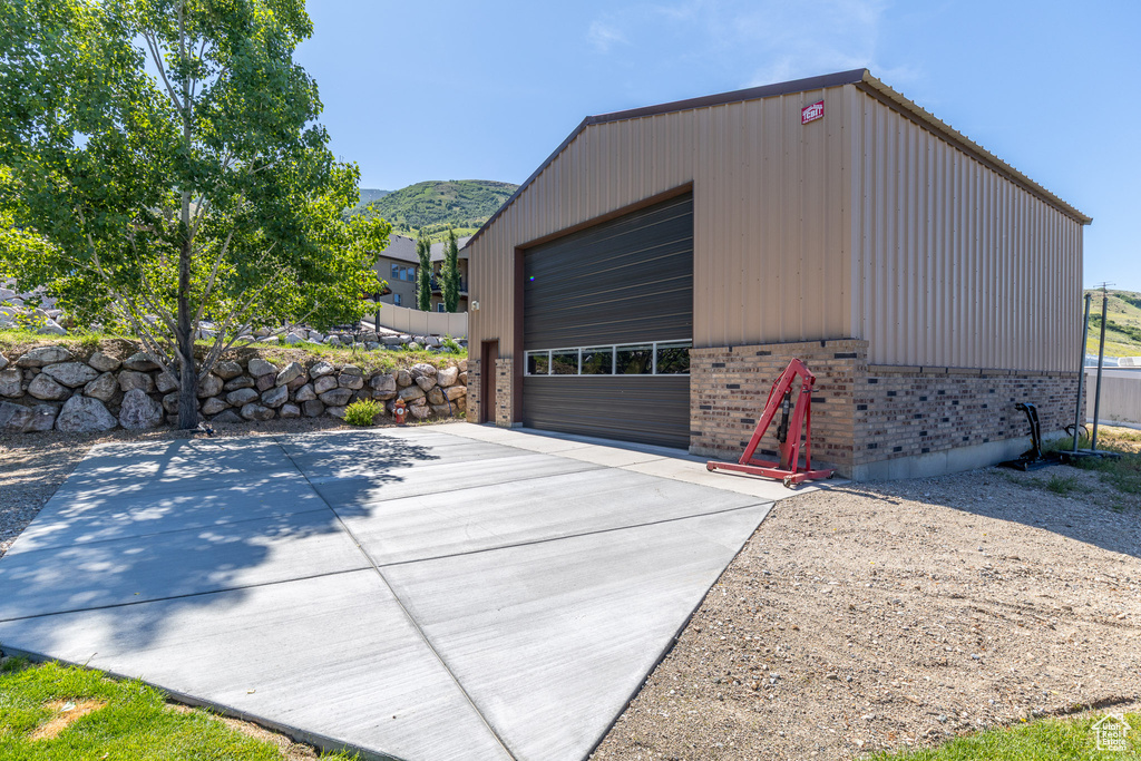 View of detached garage