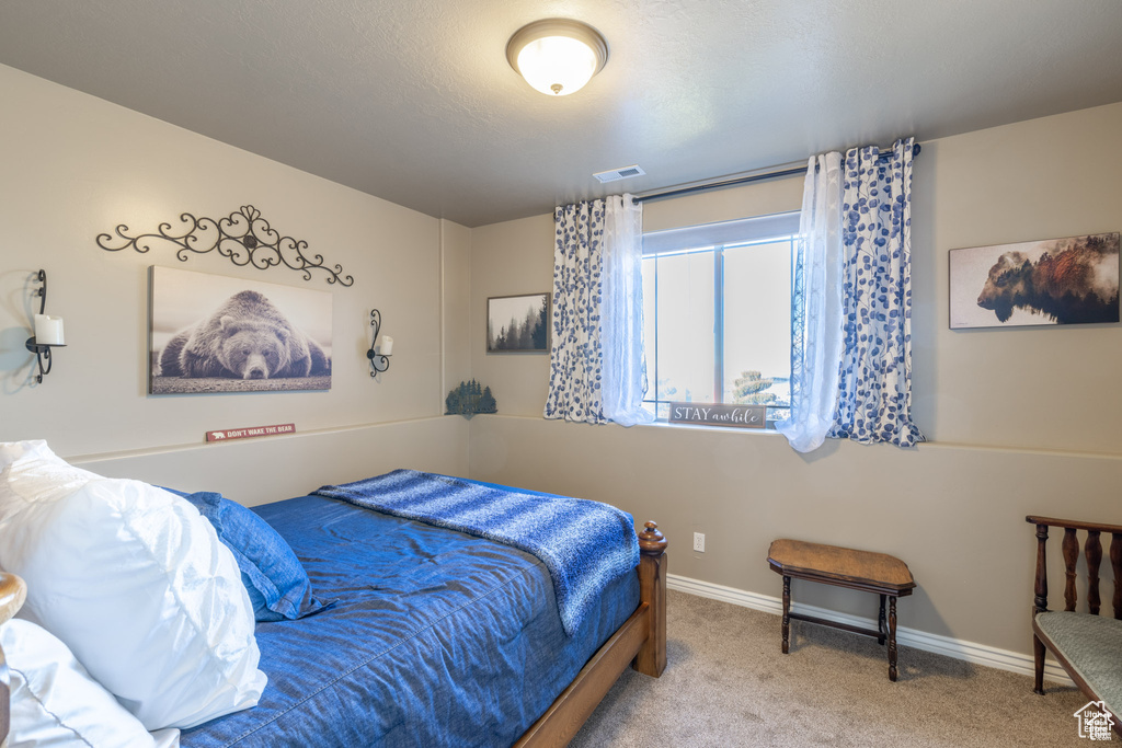 Bedroom with carpet and baseboards