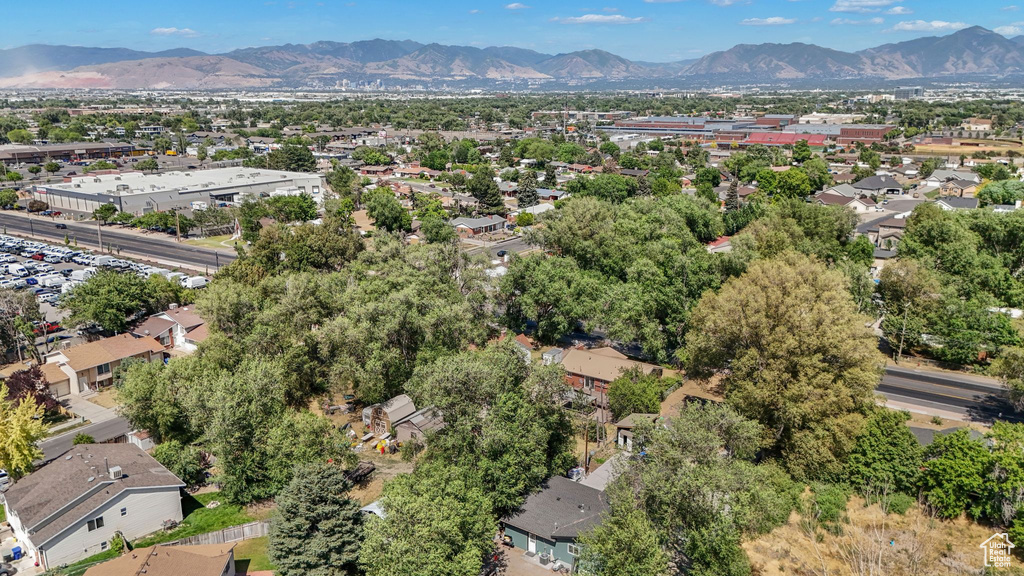 Drone / aerial view of a mountain backdrop