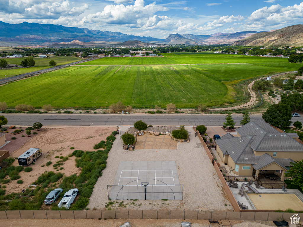 Aerial view of sparsely populated area featuring mountains