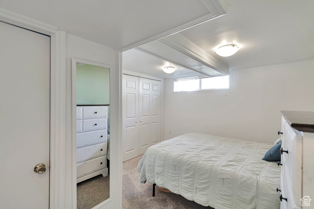 Bedroom with carpet flooring