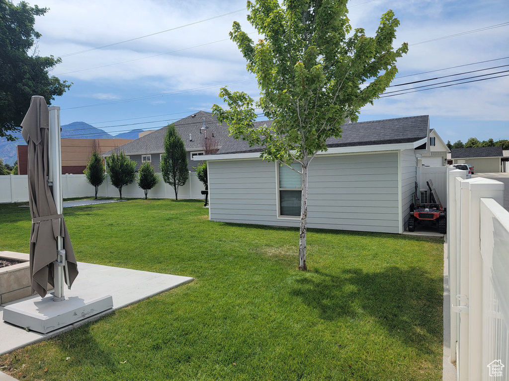 View of fenced backyard