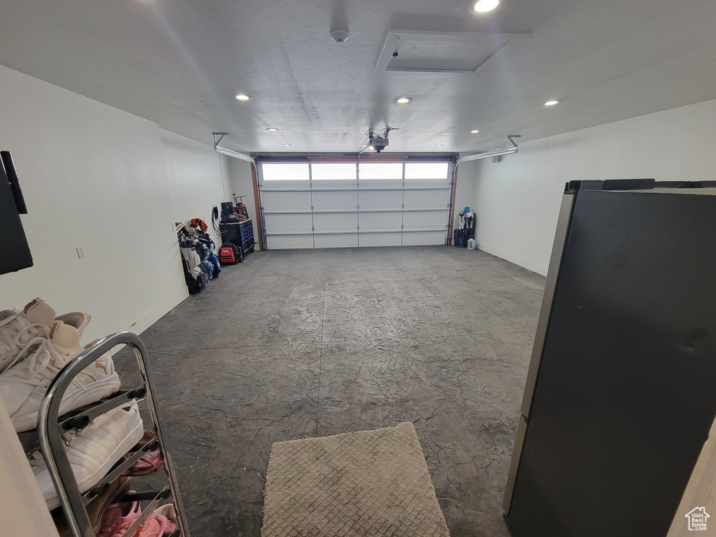 Garage with recessed lighting
