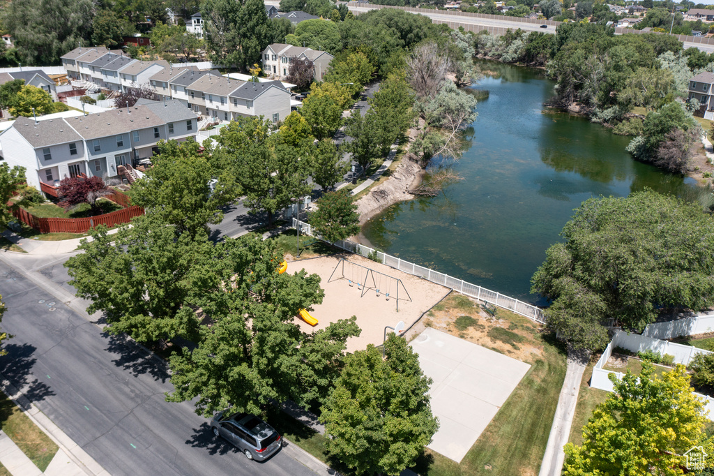 Drone / aerial view of a large body of water