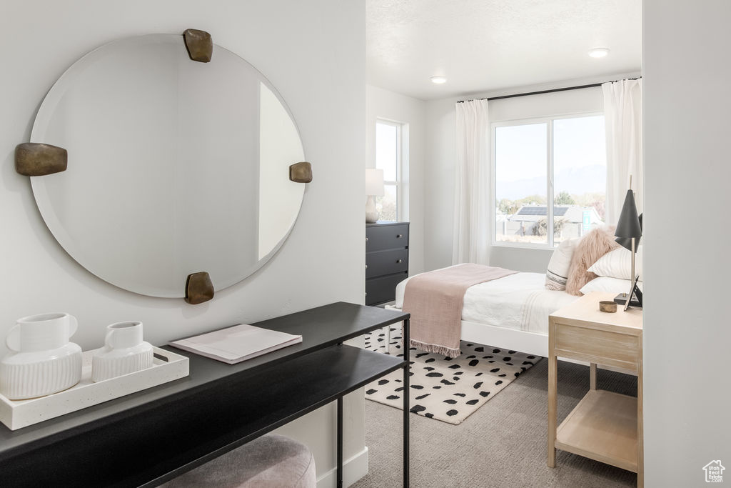 View of carpeted bedroom