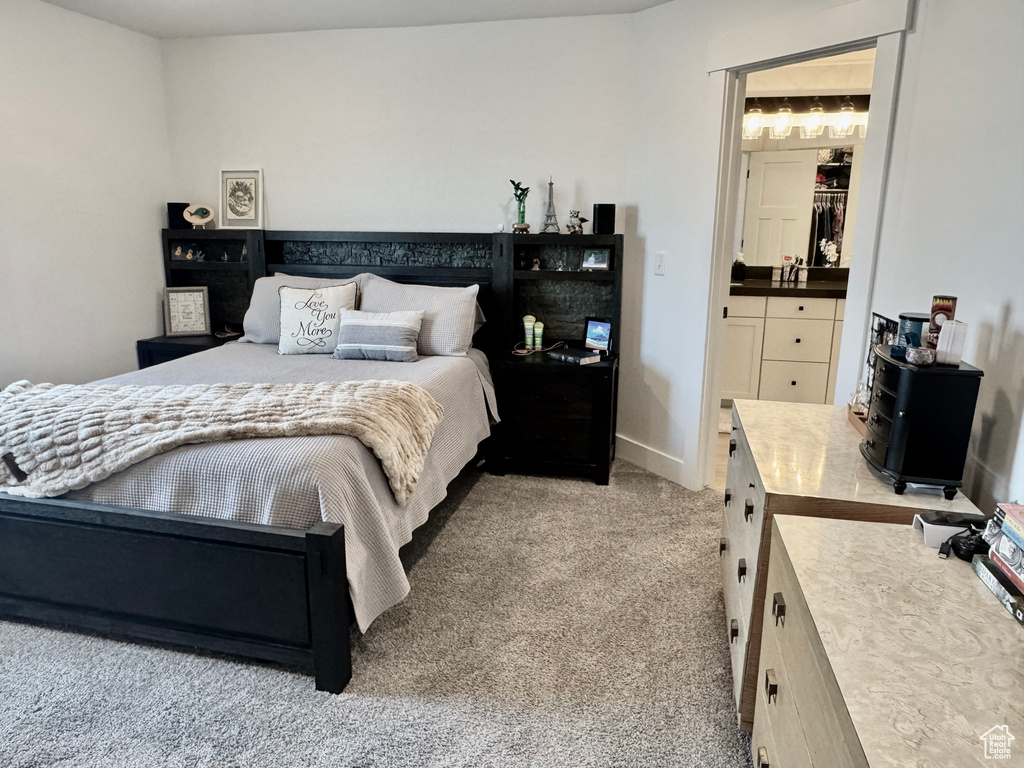 Bedroom featuring carpet